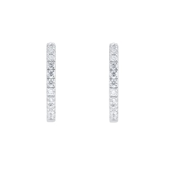 Goldsmiths 18ct White Gold 0.15cttw Diamond Huggie Hoop Earrings Goldsmiths 18ct White Gold 0.15cttw Diamond Huggie Hoop Earrings