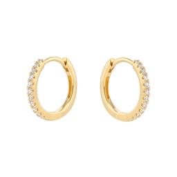15430088 - 18ct Yellow Gold 0.15cttw Diamond Huggie Hoop Earrings