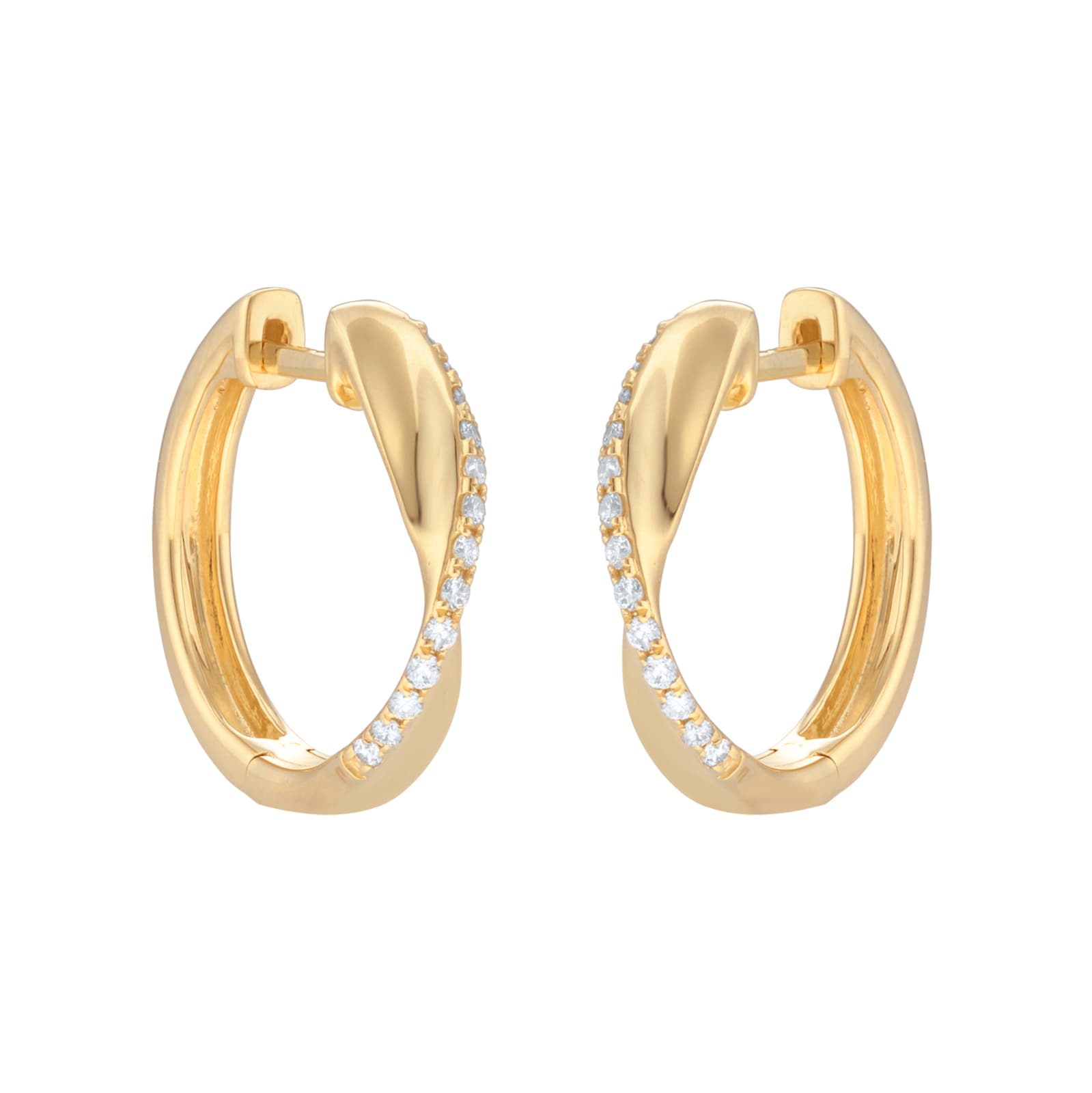 Goldsmiths 9ct Yellow Gold 0.15cttw Diamond Twist Hoop Earrings