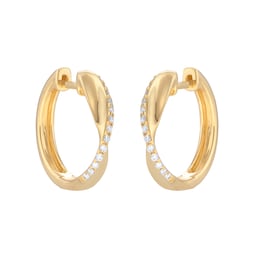 15430089 - 9ct Yellow Gold 0.15cttw Diamond Twist Hoop Earrings