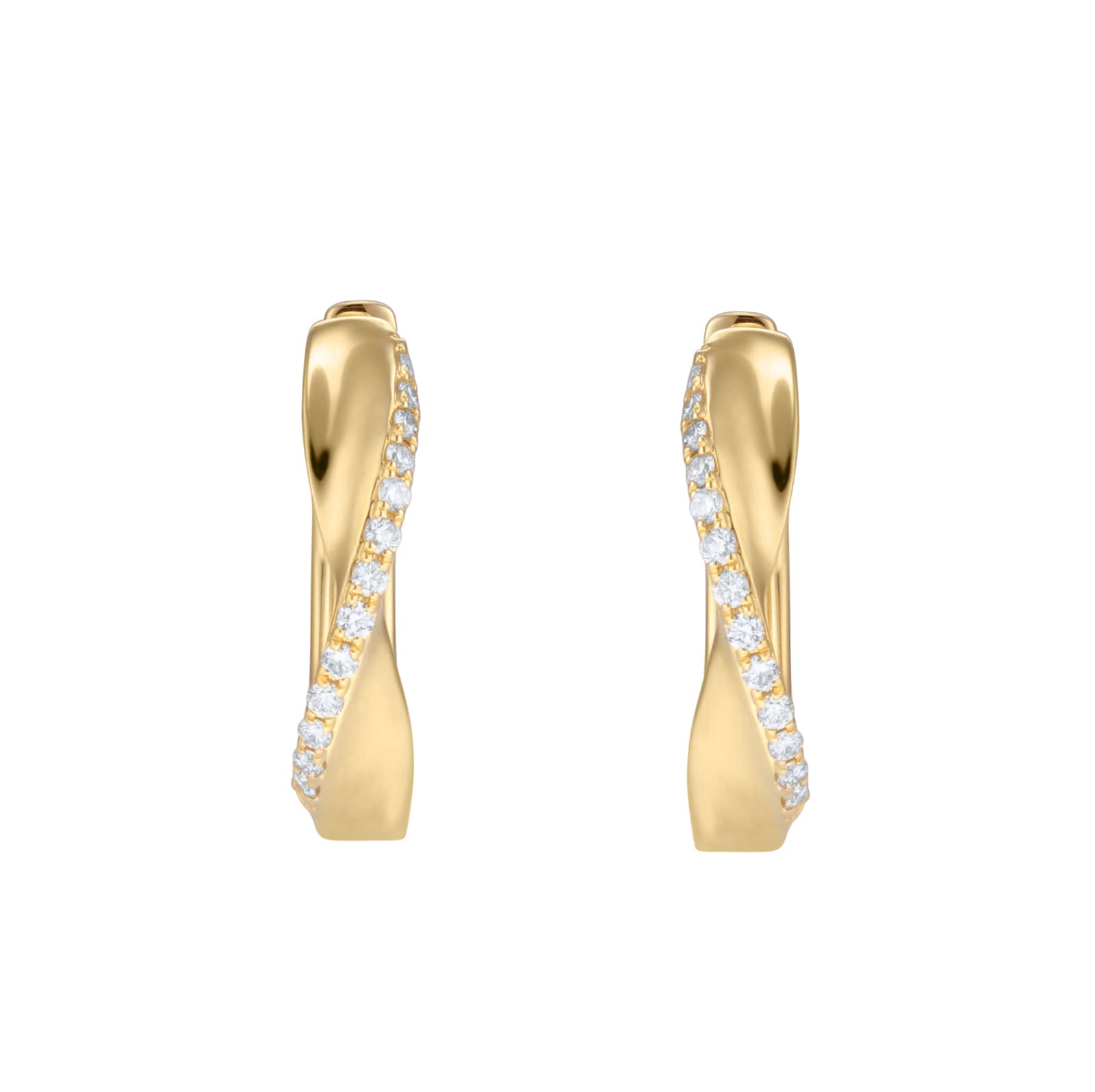 Goldsmiths 9ct Yellow Gold 0.15cttw Diamond Twist Hoop Earrings