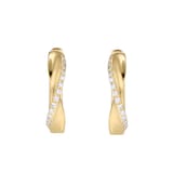 Goldsmiths 9ct Yellow Gold 0.15cttw Diamond Twist Hoop Earrings