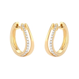 Goldsmiths 9ct Yellow Gold 0.18cttw Diamond Double Wave Hoop Earrings