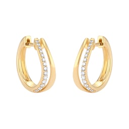 15430090 - 9ct Yellow Gold 0.18cttw Diamond Double Wave Hoop Earrings