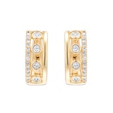 Goldsmiths 9ct Yellow Gold 0.18cttw Diamond Double Row Station Hoop Earrings