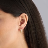 Goldsmiths 9ct Yellow Gold 0.18cttw Diamond Double Row Station Hoop Earrings