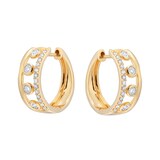 Goldsmiths 9ct Yellow Gold 0.18cttw Diamond Double Row Station Hoop Earrings