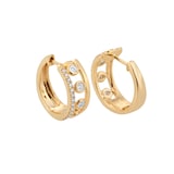 Goldsmiths 9ct Yellow Gold 0.18cttw Diamond Double Row Station Hoop Earrings