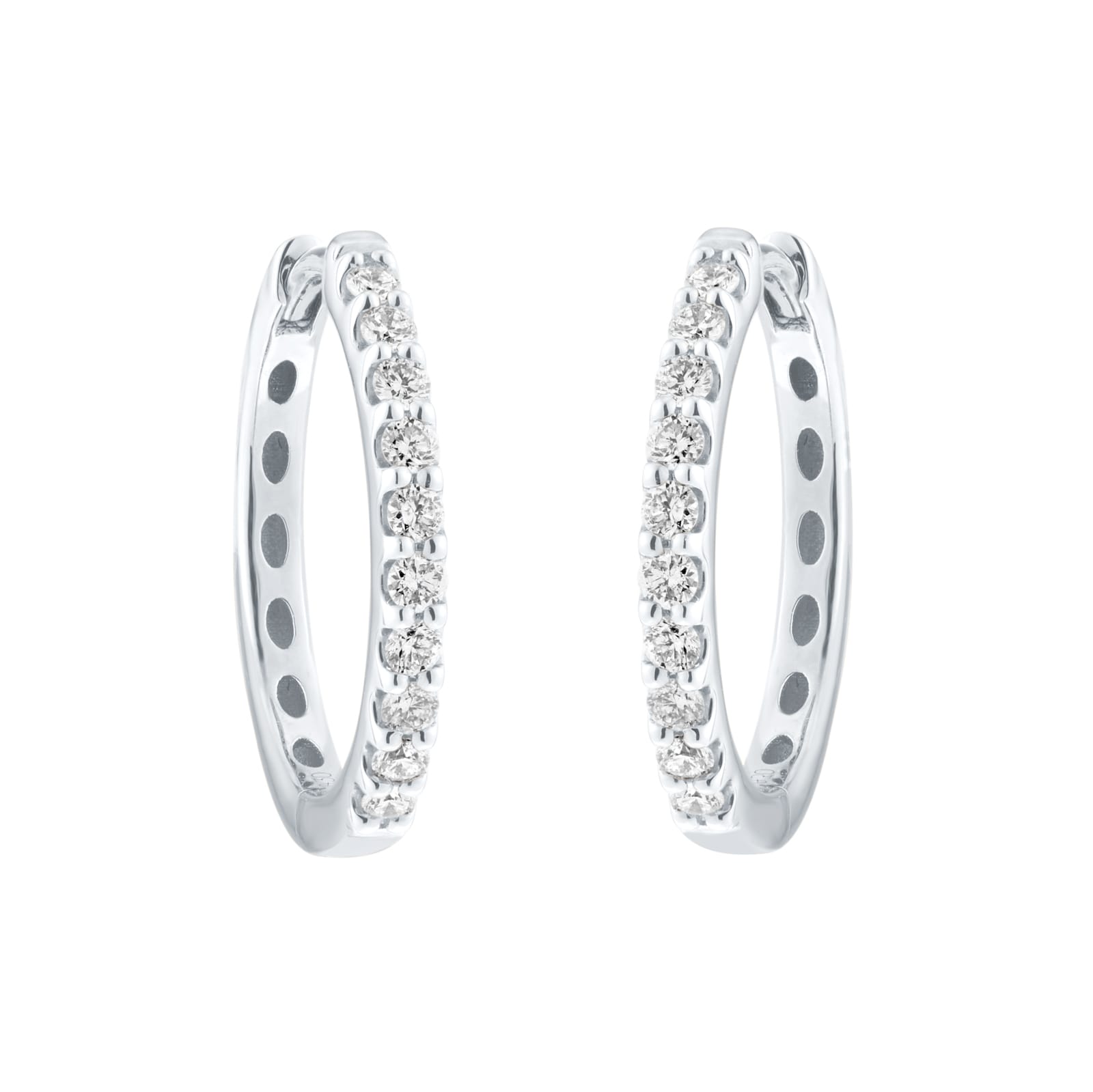 Goldsmiths 9ct White Gold 0.30cttw Brilliant Cut Diamond Round Hoop Earrings Goldsmiths 9ct White Gold 0.30cttw Brilliant Cut Diamond Round Hoop Earrings
