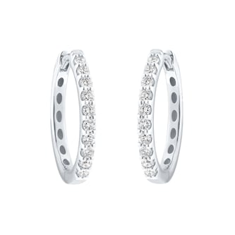 Goldsmiths 9ct White Gold 0.30cttw Brilliant Cut Diamond Round Hoop Earrings Goldsmiths 9ct White Gold 0.30cttw Brilliant Cut Diamond Round Hoop Earrings