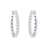 Goldsmiths 9ct White Gold 0.30cttw Brilliant Cut Diamond Round Hoop Earrings