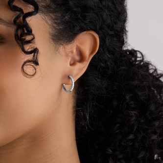 Goldsmiths 9ct White Gold 0.30cttw Brilliant Cut Diamond Round Hoop Earrings Goldsmiths 9ct White Gold 0.30cttw Brilliant Cut Diamond Round Hoop Earrings