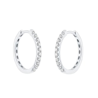 Goldsmiths 9ct White Gold 0.30cttw Brilliant Cut Diamond Round Hoop Earrings Goldsmiths 9ct White Gold 0.30cttw Brilliant Cut Diamond Round Hoop Earrings