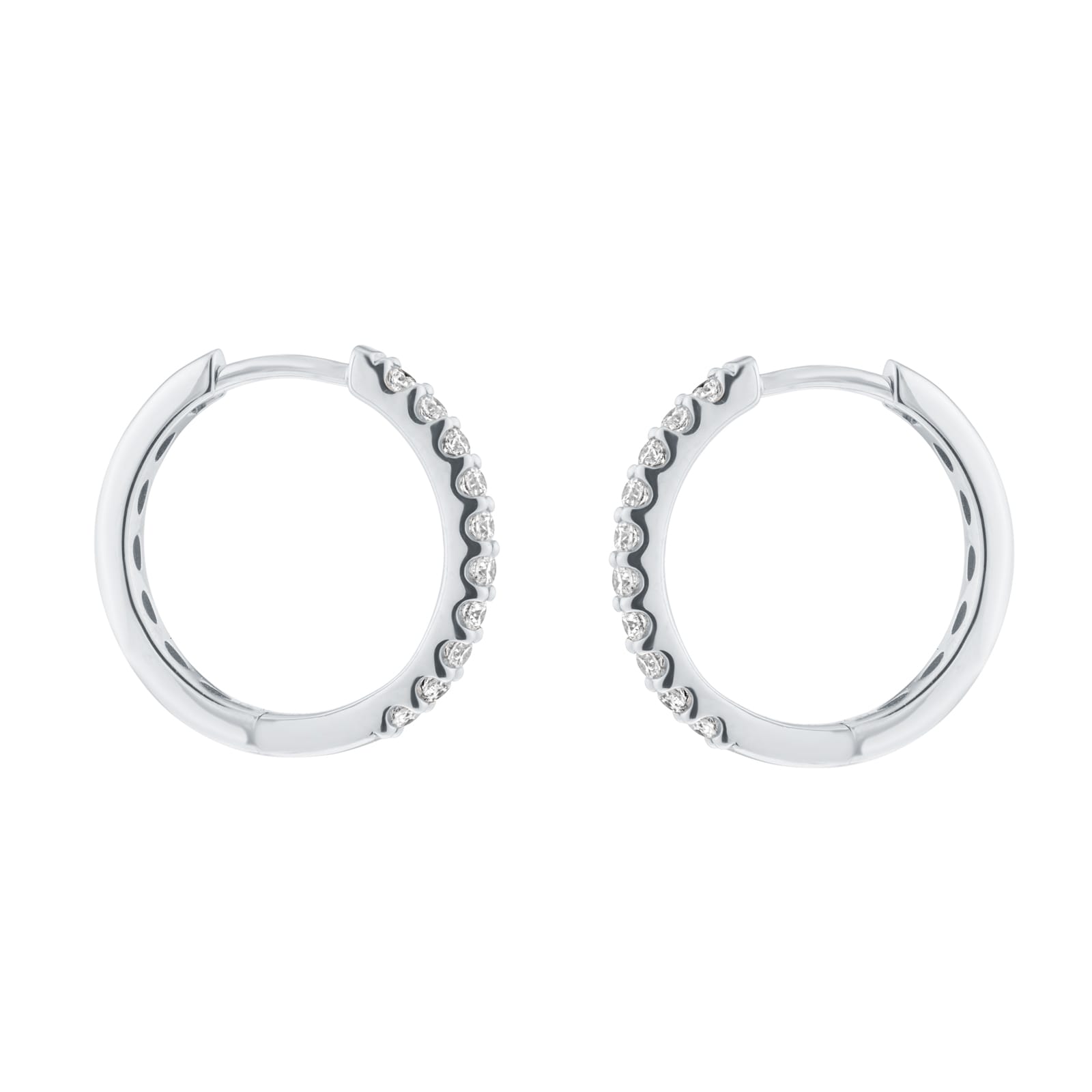 Goldsmiths 9ct White Gold 0.30cttw Brilliant Cut Diamond Round Hoop Earrings