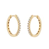 Goldsmiths 9ct Yellow Gold 0.30cttw Brilliant Cut Diamond Round Hoop Earrings