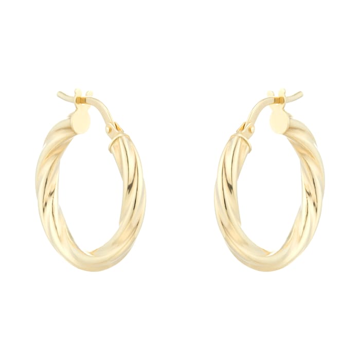 Goldsmiths 18ct Yellow Gold Twisted Creole Earrings