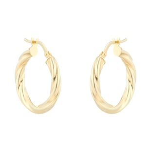 Goldsmiths 18ct Yellow Gold Twisted Creole Earrings