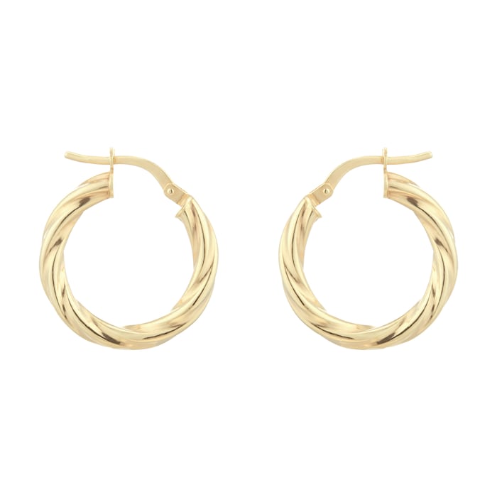 Goldsmiths 18ct Yellow Gold Twisted Creole Earrings 7.52.6319 | Goldsmiths