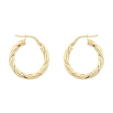 Goldsmiths 18ct Yellow Gold Twisted Creole Earrings