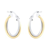 Goldsmiths 18ct White & Yellow Gold Double Creole Earrings