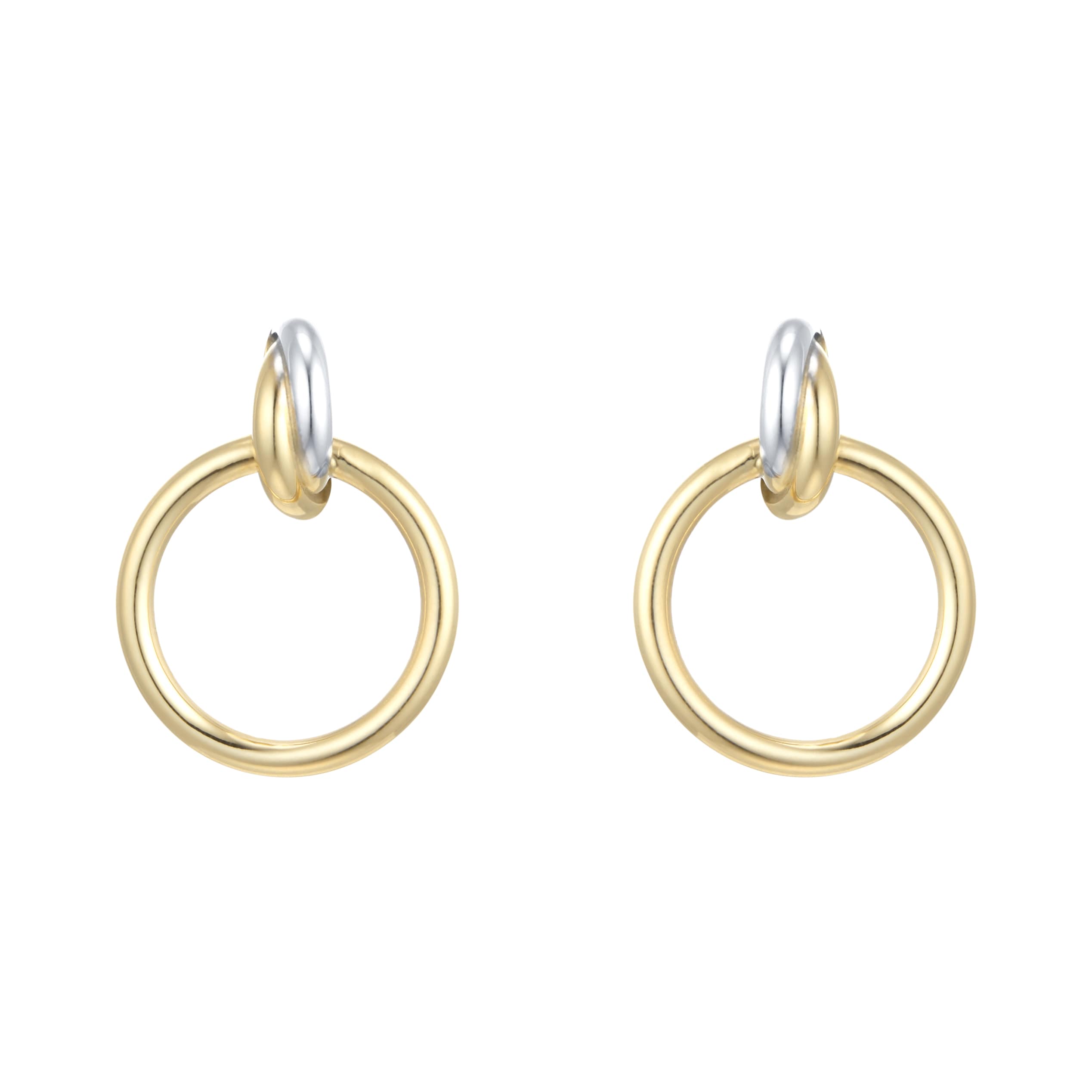 18ct White & Yellow Gold Circle Stud Earrings