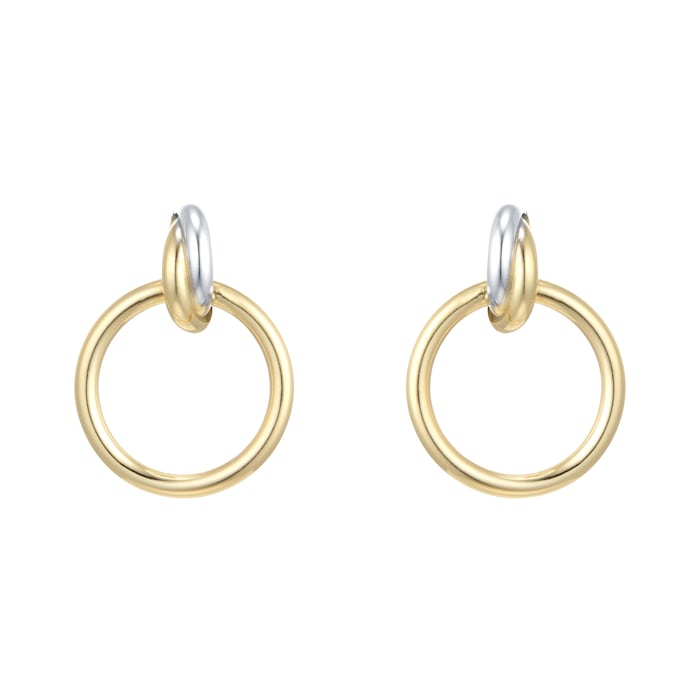 Goldsmiths 18ct White & Yellow Gold Circle Stud Earrings