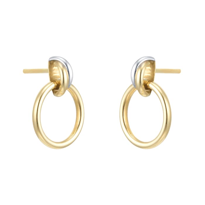 Goldsmiths 18ct White & Yellow Gold Circle Stud Earrings