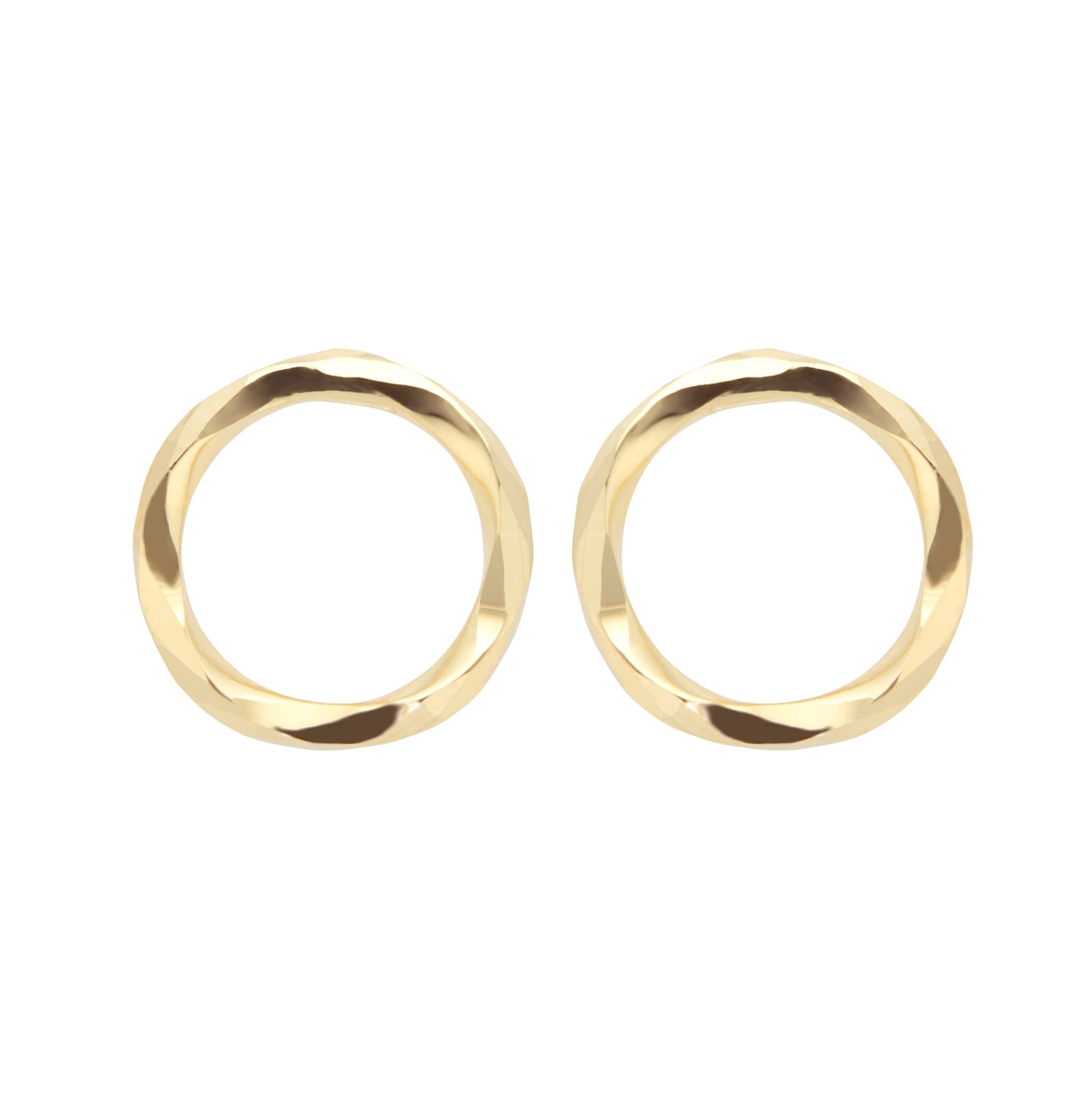 Goldsmiths 18ct Yellow Gold Fluid Circle Stud Earrings