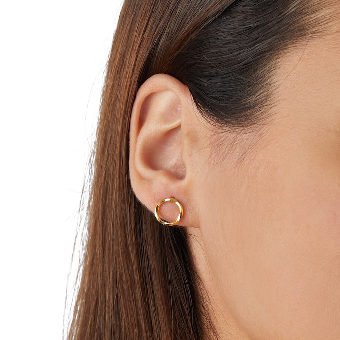 Goldsmiths 18ct Yellow Gold Fluid Circle Stud Earrings