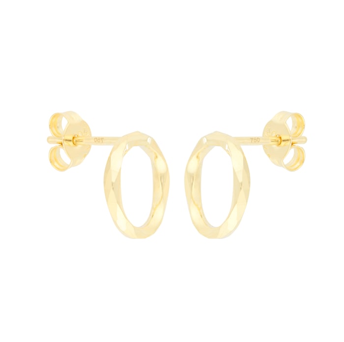 Goldsmiths 18ct Yellow Gold Fluid Circle Stud Earrings