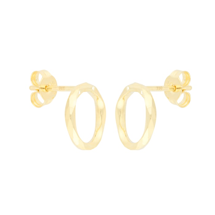 Goldsmiths 18ct Yellow Gold Fluid Circle Stud Earrings