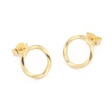 Goldsmiths 18ct Yellow Gold Fluid Circle Stud Earrings