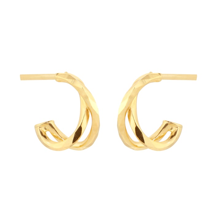 Goldsmiths 18ct Yellow Gold Fluid Cross Stud Earrings