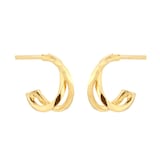 Goldsmiths 18ct Yellow Gold Fluid Cross Stud Earrings