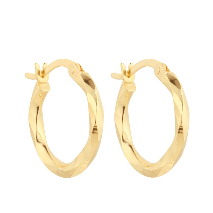 Goldsmiths 18ct Yellow Gold Fluid Hoop Earrings 01.2211.12.01 | Goldsmiths