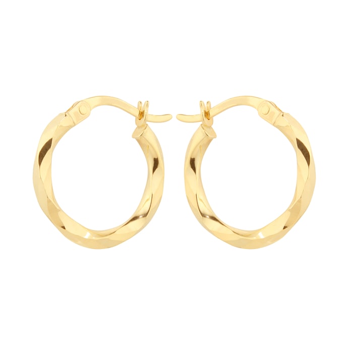 Goldsmiths 18ct Yellow Gold Fluid Hoop Earrings