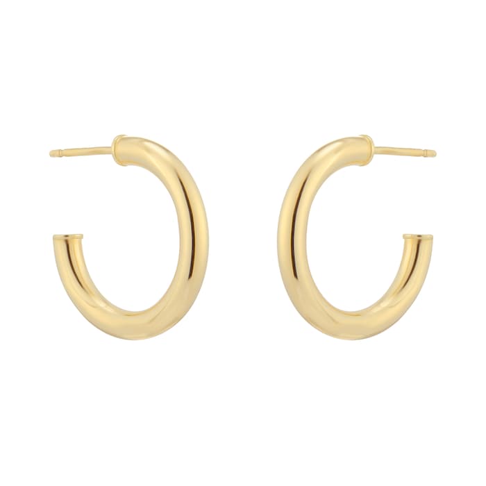 Goldsmiths 18ct Yellow Gold 15mm Tube Hoop Earrings