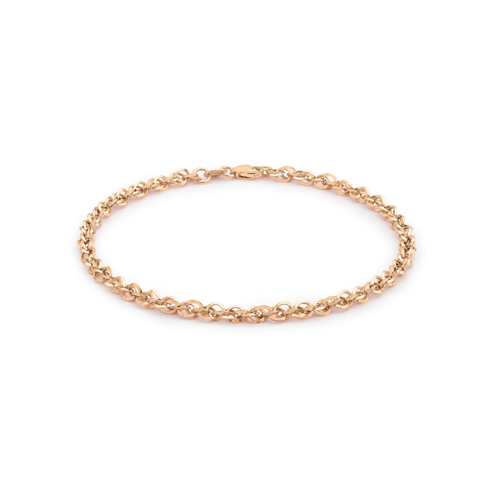Goldsmiths 9ct Rose Gold 60 Diamond Cut Prince of Wales Bracelet
