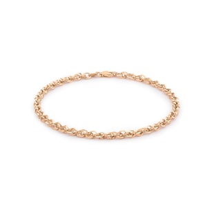 Goldsmiths 9ct Rose Gold 60 Diamond Cut Prince of Wales Bracelet