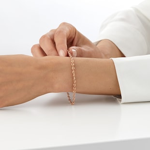Goldsmiths 9ct Rose Gold 60 Diamond Cut Prince of Wales Bracelet