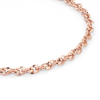 Goldsmiths 9ct Rose Gold 60 Diamond Cut Prince of Wales Bracelet