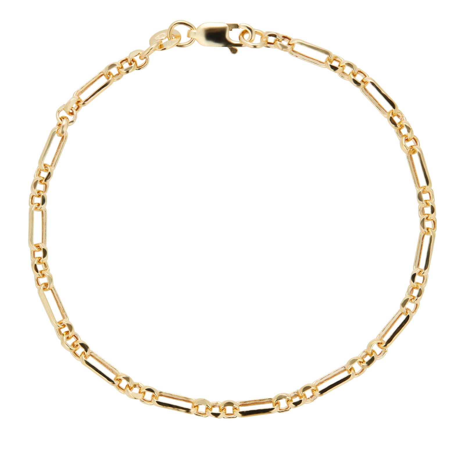 9ct Yellow Gold Belcher Mixed Link Bracelet