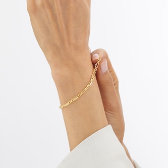 Goldsmiths 9ct Yellow Gold Belcher Mixed Link Bracelet