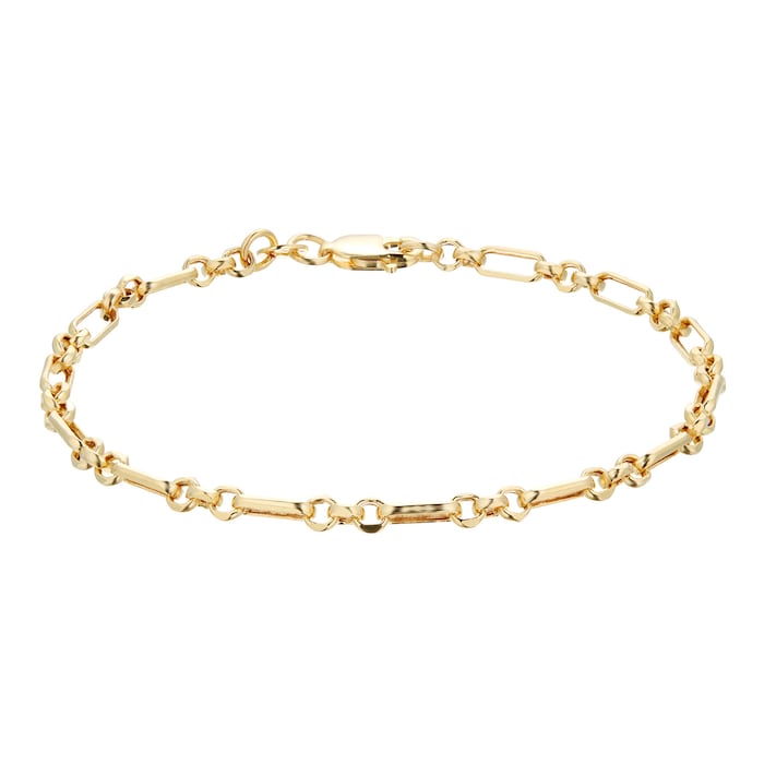 Goldsmiths 9ct Yellow Gold Belcher Mixed Link Bracelet