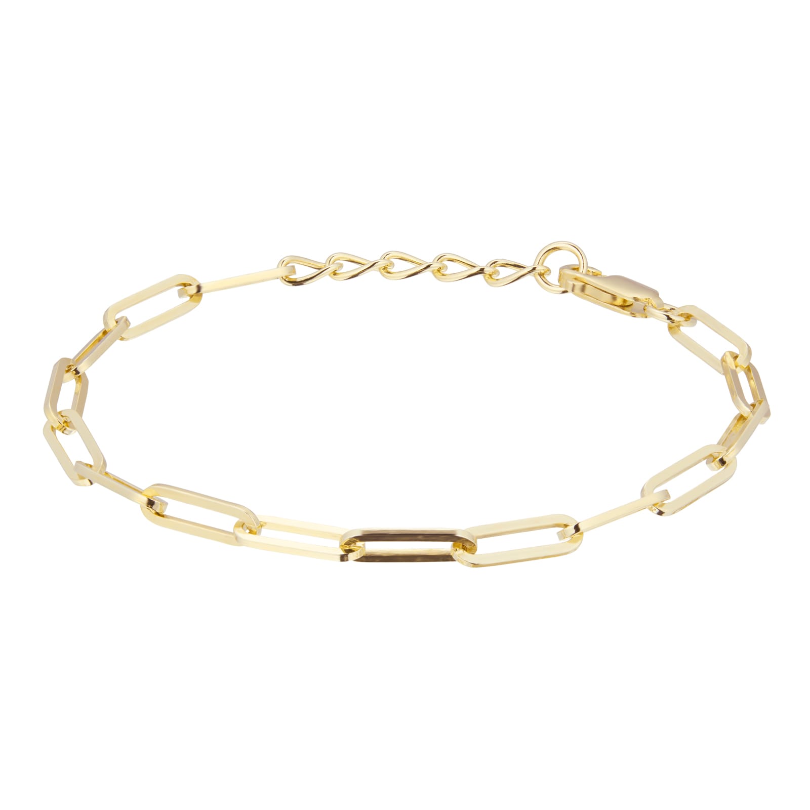Goldsmiths 9ct Yellow Gold Rectangular Full Link Chain Bracelet GSQTL9007GS