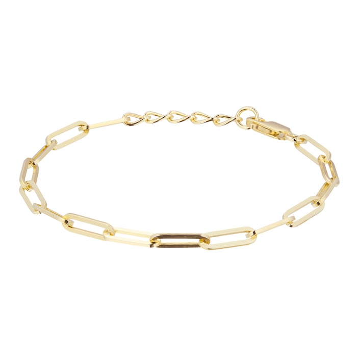 Goldsmiths 9ct Yellow Gold Rectangular Full Link Chain Bracelet GSQTL9007GS