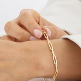 Goldsmiths 9ct Yellow Gold Rectangular Full Link Chain Bracelet