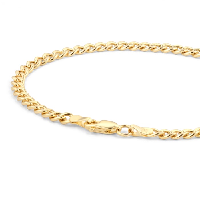 Goldsmiths 9ct Yellow Gold Hollow Curb Bracelet 7.5in