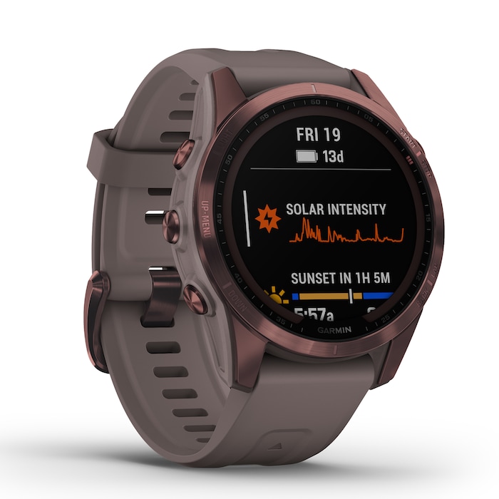 Garmin Fēnix® 7S Sapphire Solar Dark Bronze Titanium with Shale Grey Band