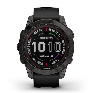 Garmin Fēnix® 7 Sapphire Solar 47mm Carbon Grey DLC Titanium with Black Band Smart Watch